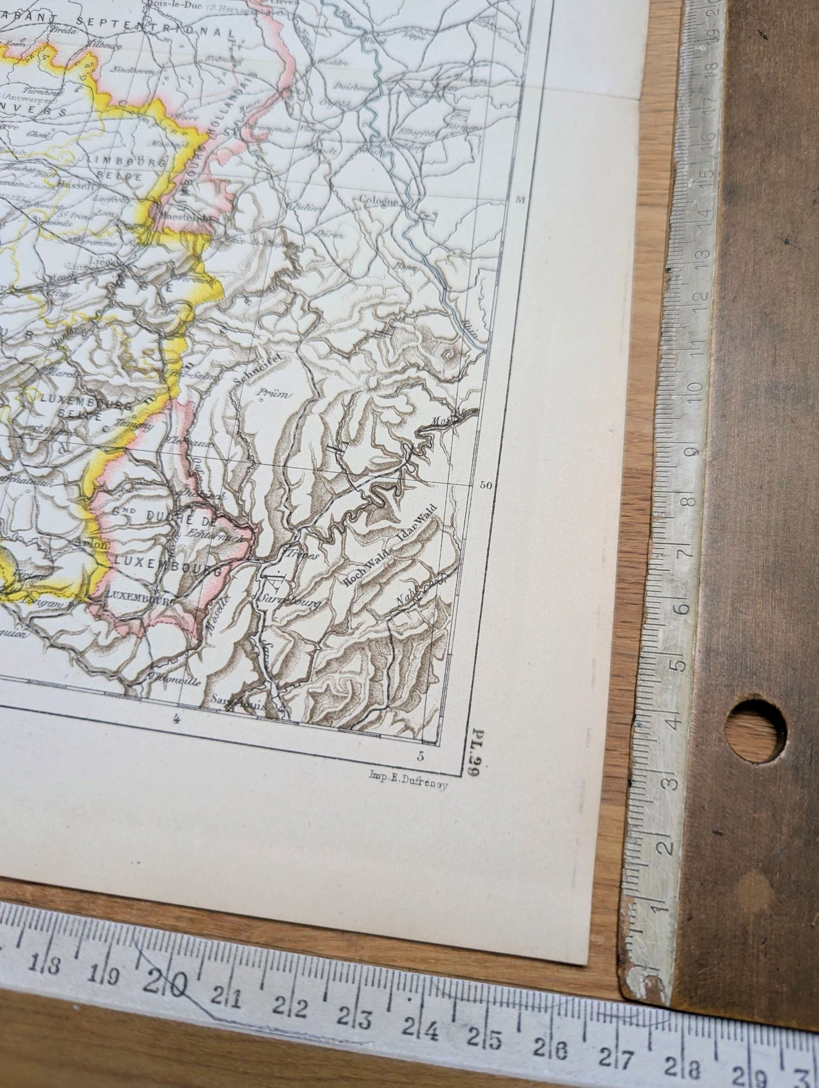 Países Baixos e Bélgica, mapa de época, 1887, Autêntico. – photo 9